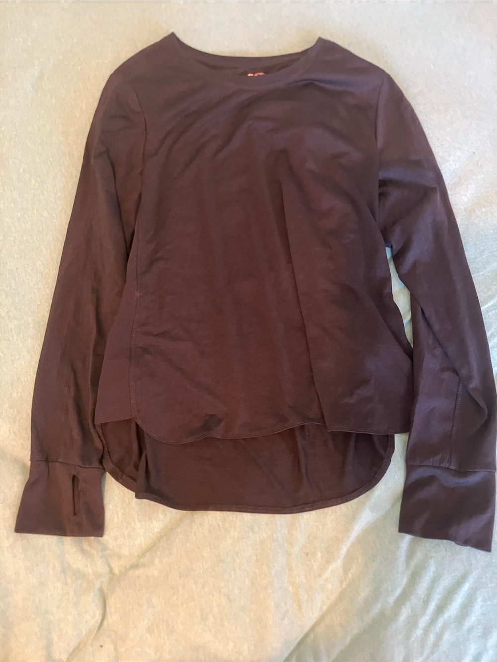 Long Sleeve Crewneck Top in Deep Plum